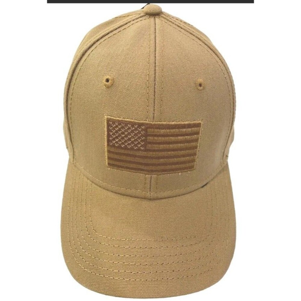 H3 Headgear Men's Brown Flag Canvas Snapback Adjustable Hat . Patriotic American